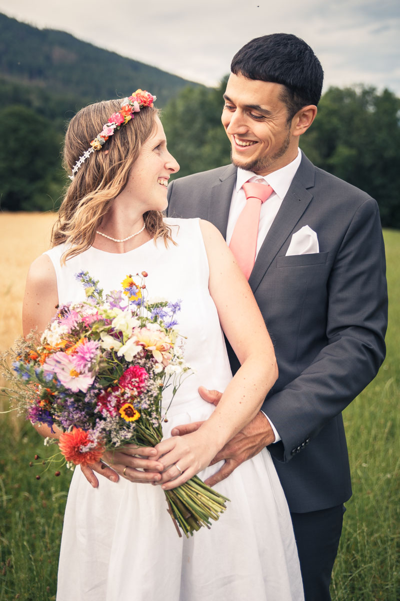 Portrait of couple Martina & Michele in a natural landscape