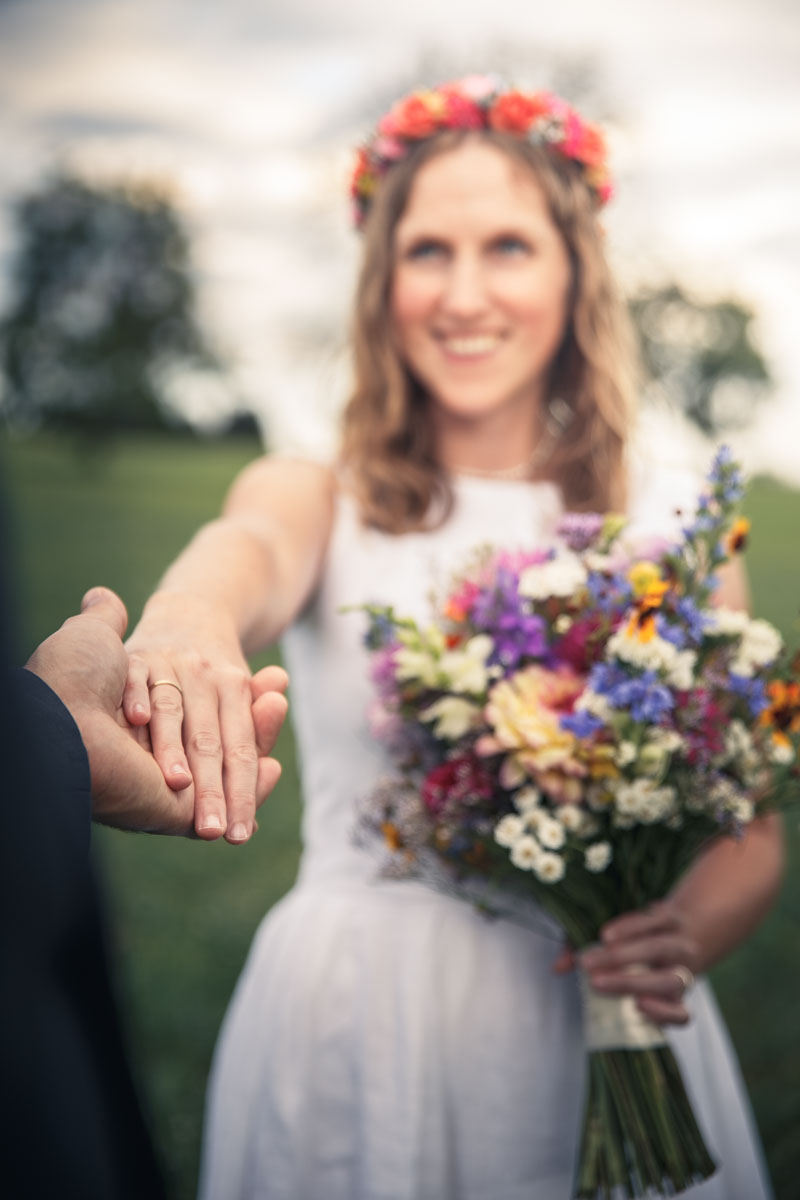 Portrait of Martina showing her wedding ring